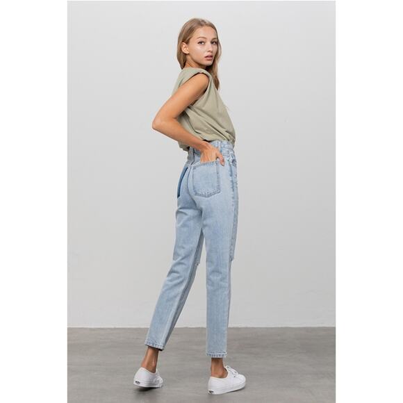 Insane Gene USA Medium Wash Size 11 High Waist Ripped Tapered Jeans - Picture 7 of 8